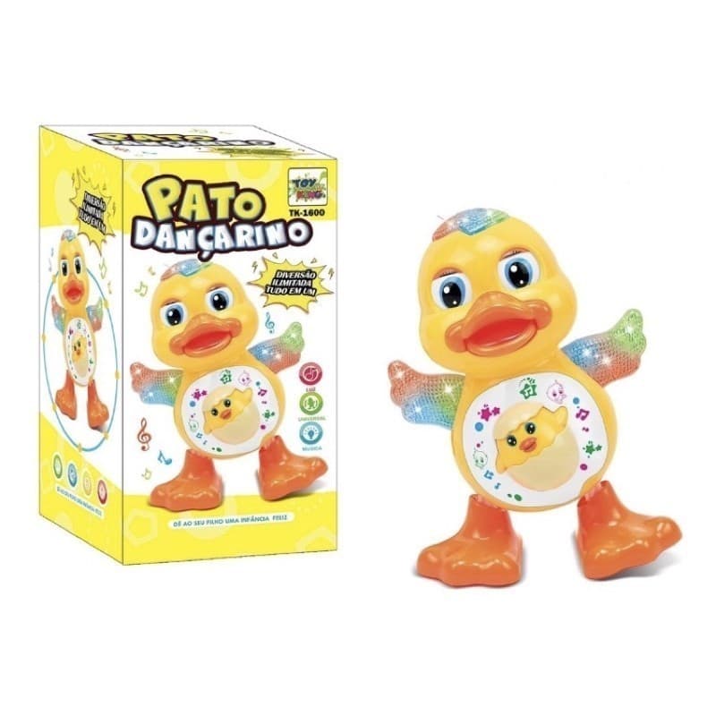 Boneco Pato Eletrônico À Pilha Duck Dança Acende Luz Emite Som Interativo