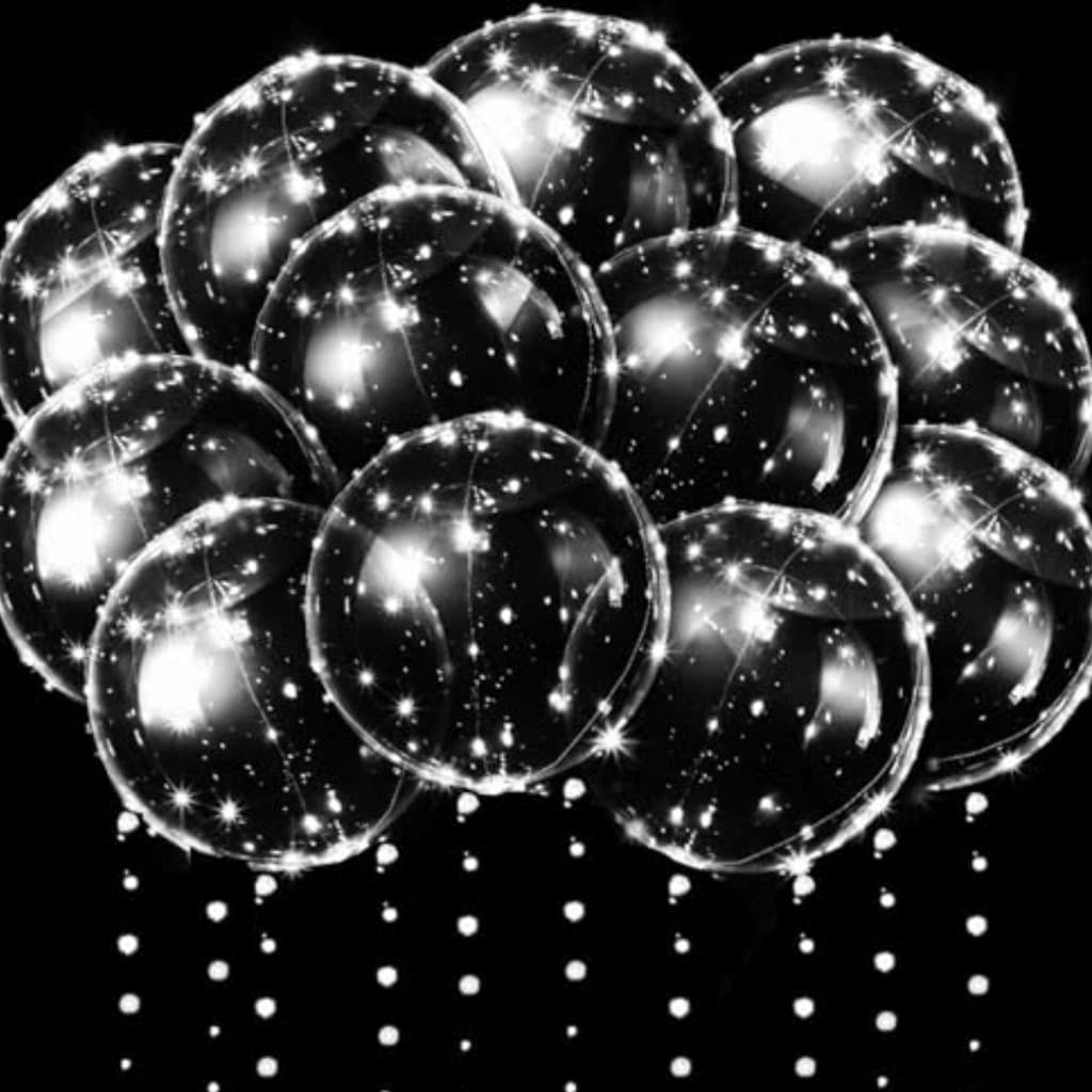 Balao Bubble Transparente Led Festa Gas Hélio Top Kit C/10 Fio 3 Metros Frio Branco