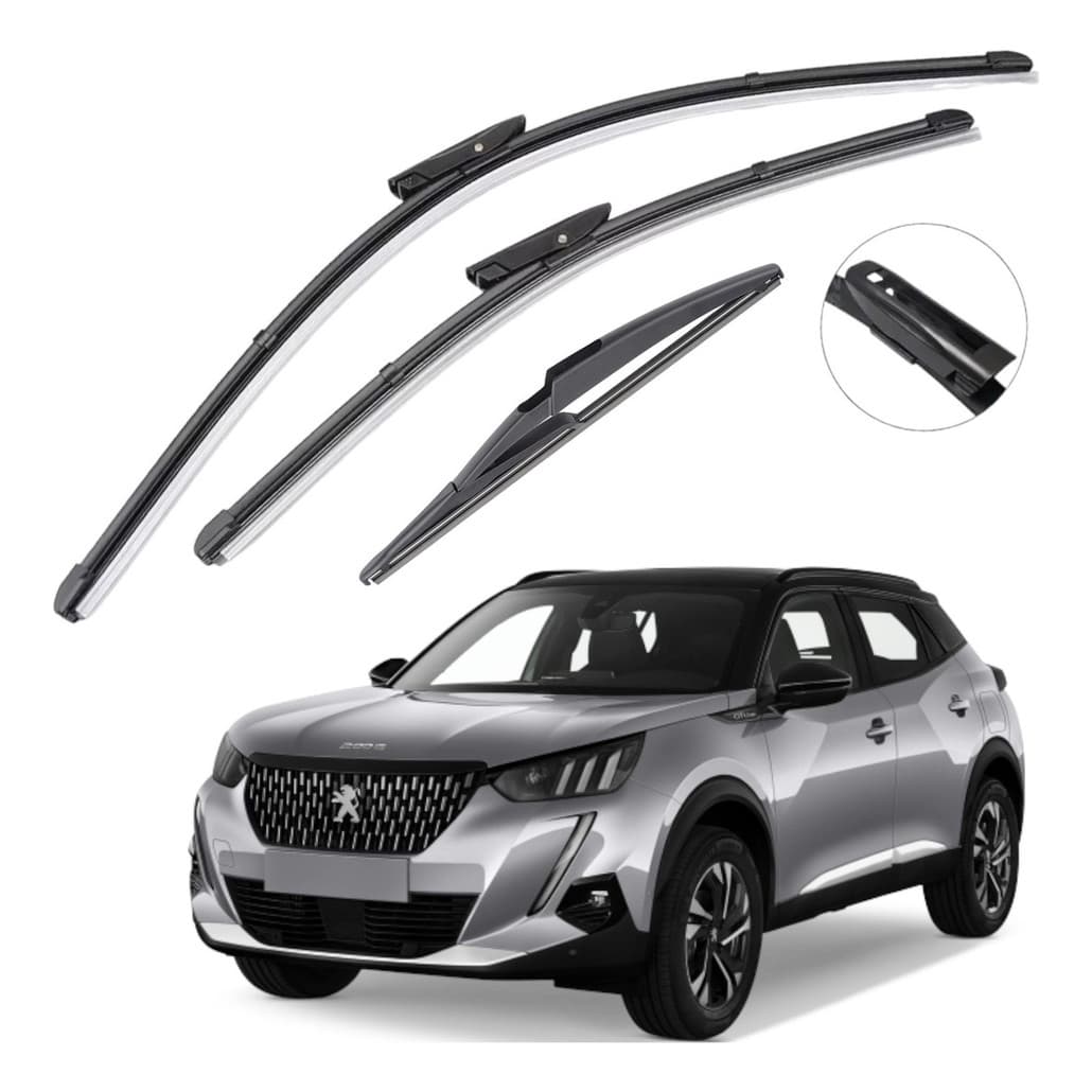 Kit Palheta Limpador Parabrisa Peugeot 2008 2020 2021 2022 2023 2024 Dianteira + Traseira