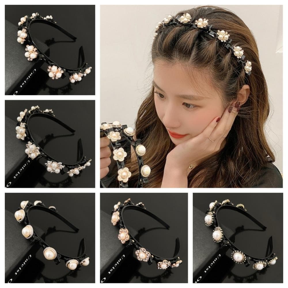 PERRY1 Ferramentas Trançadas Faixa De Cabelo , Flor De Strass Preguiçoso Meninas Trança Aros Lavagem De Rosto