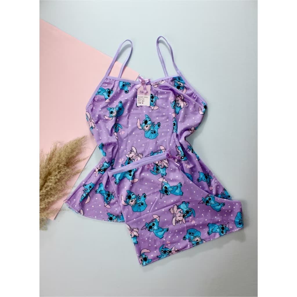kit 3 Baby Doll estampado Promoção Barato promoção pijama short doll