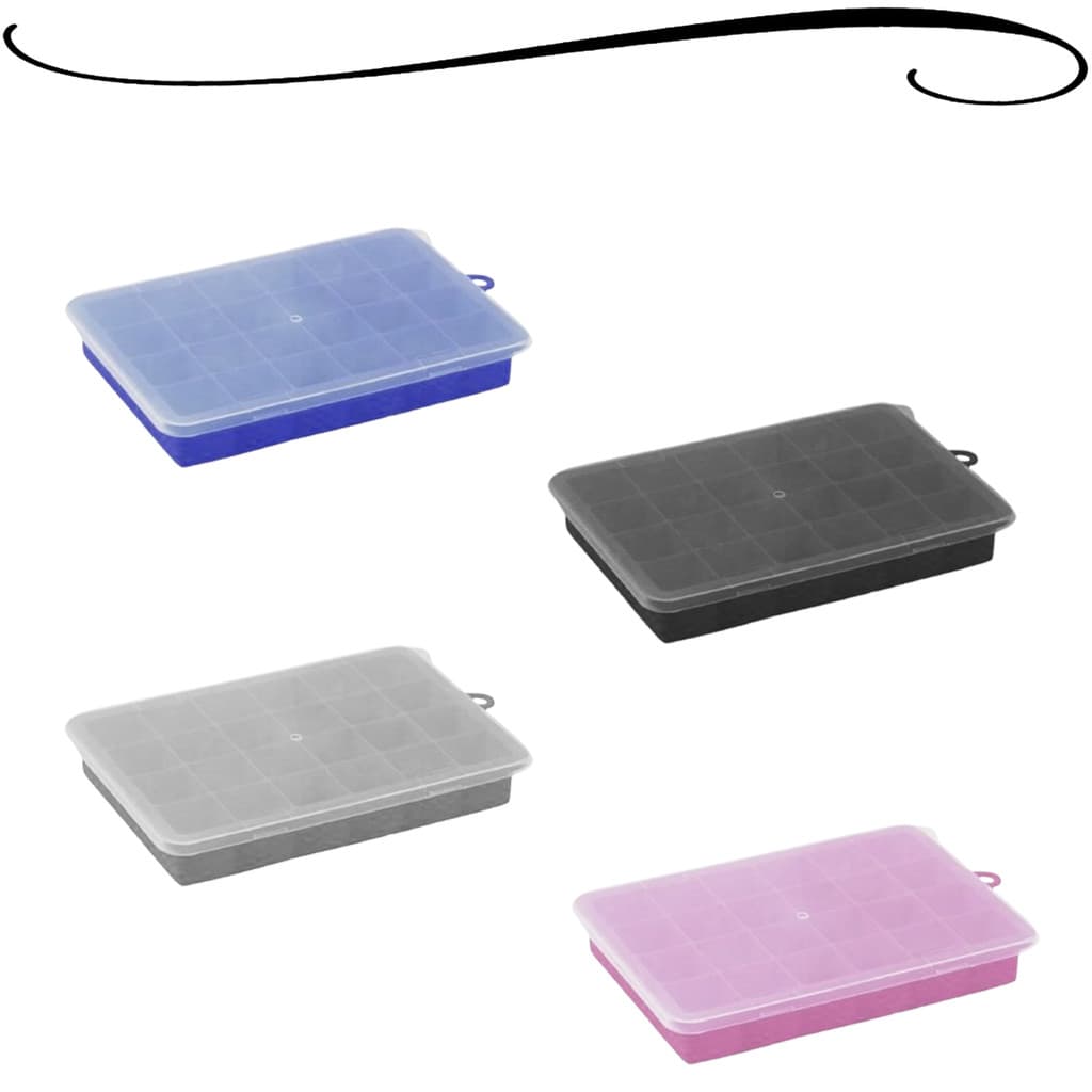 Forma de Silicone Flexível Para Gelo Papinhas Com Tampa 24 Cubos Drinks Caipirinha Utensílio Bar