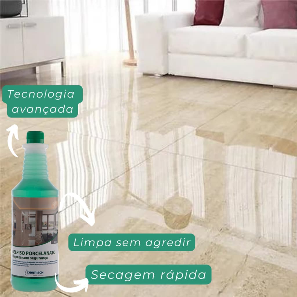Limpa Pisos c/ Secagem Rápida e Brilho Belpiso Porcelanato 1L