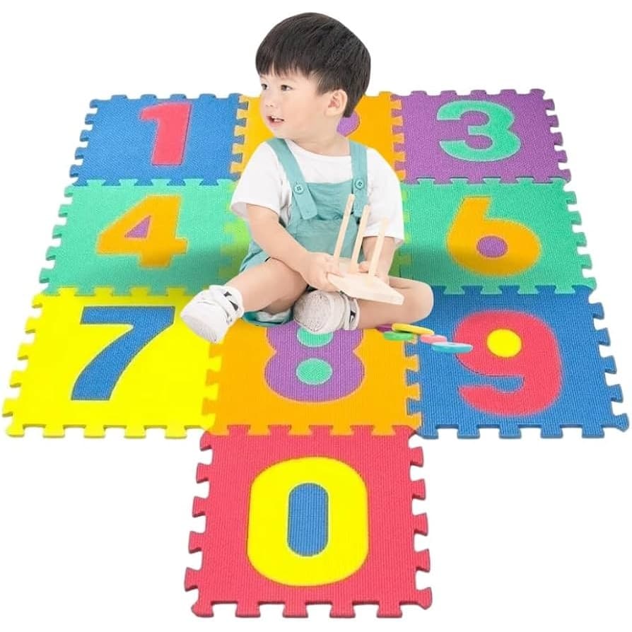 Tapete Numérico e Alfabeto Eva Tatame Bebê Infantil Educativo Criança 29x29cm 08mm  kit com10  Peças