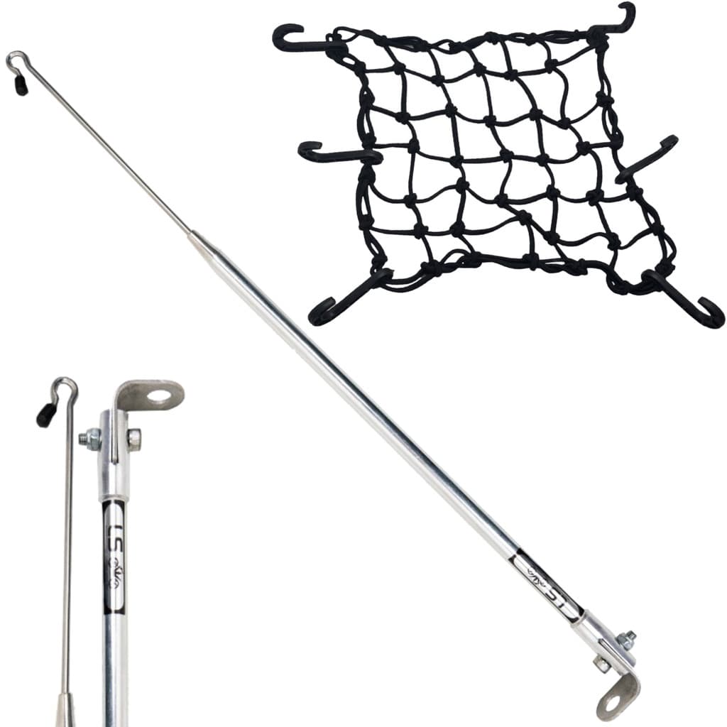 Kit Antena Corta Pipa Cerol Linha Fio Proteção Cromada Retrovisor / Rede Redinha Elástica Aranha Capacete Moto