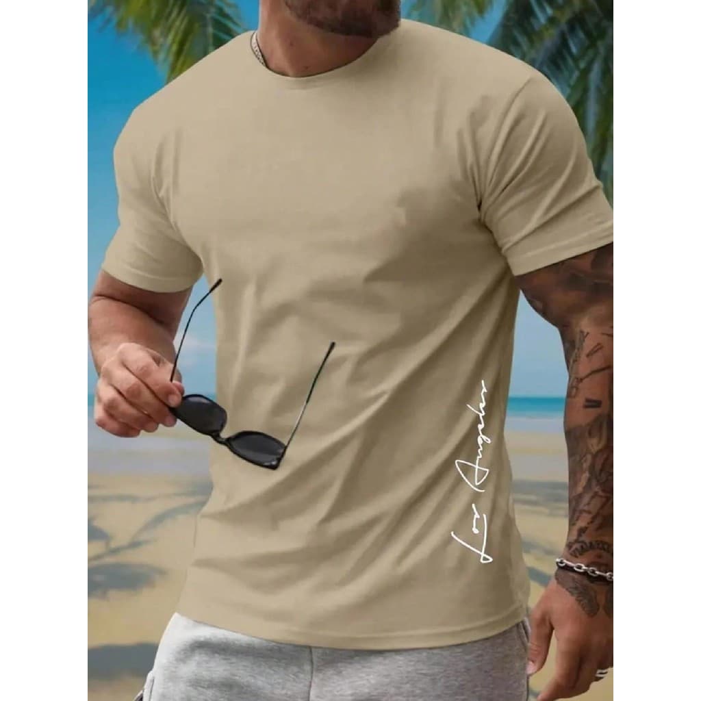 Camiseta Estampada De Los Angeles Vertical, Camiseta Masculina Exclusiva, Camisetas Confortáveis E Casuais Para O Verão