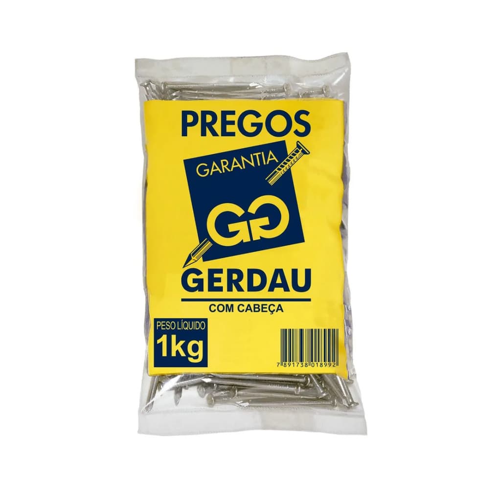 KIT 10 UNIDADES - GERDAU PREGO 17X27 (PACOTE 1KG)