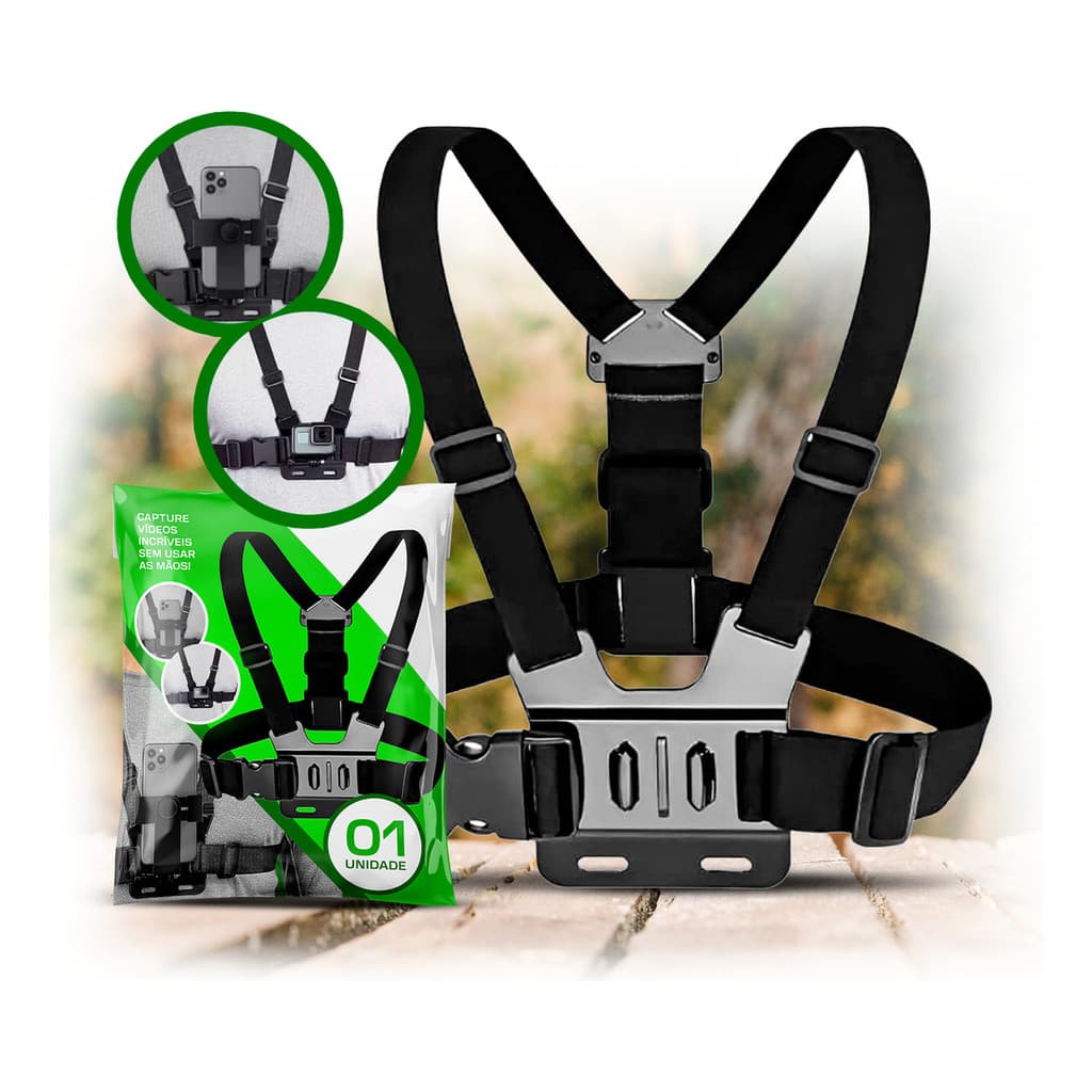 Suporte De Peito Para Celular Câmera Peitoral Cinturao Ajustavel Moto Bicicleta Esporte - Floresta Urbana XF