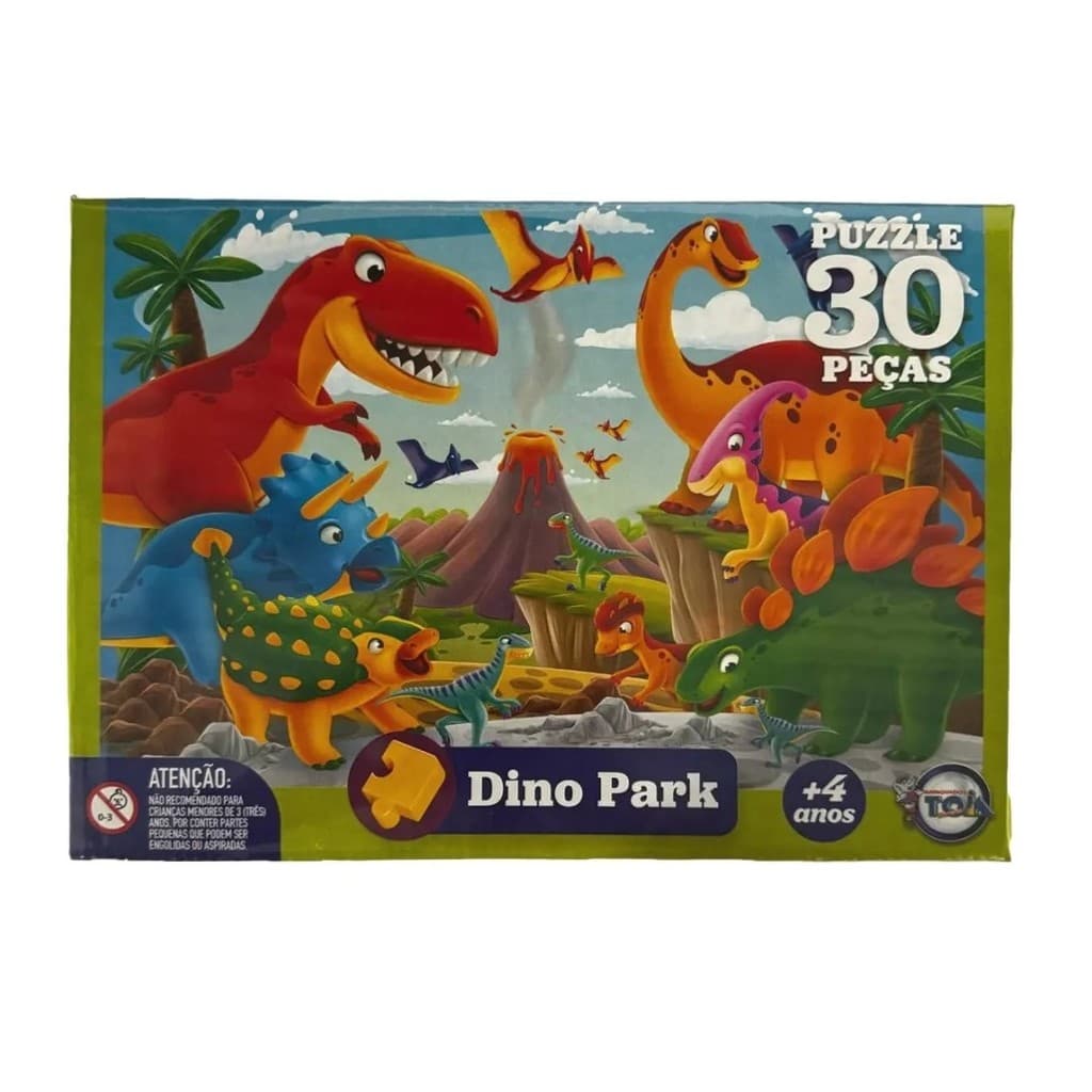 Quebra Cabeça 30 Peças Dino Park Dinossauro Para Crianças