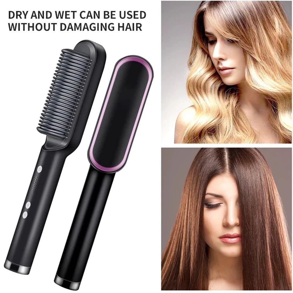 Kit Escova Alisadora Elétrica 5 em 1 Pente Alisador de Cabelo Portátil Profissional Bivolt 110V/220V