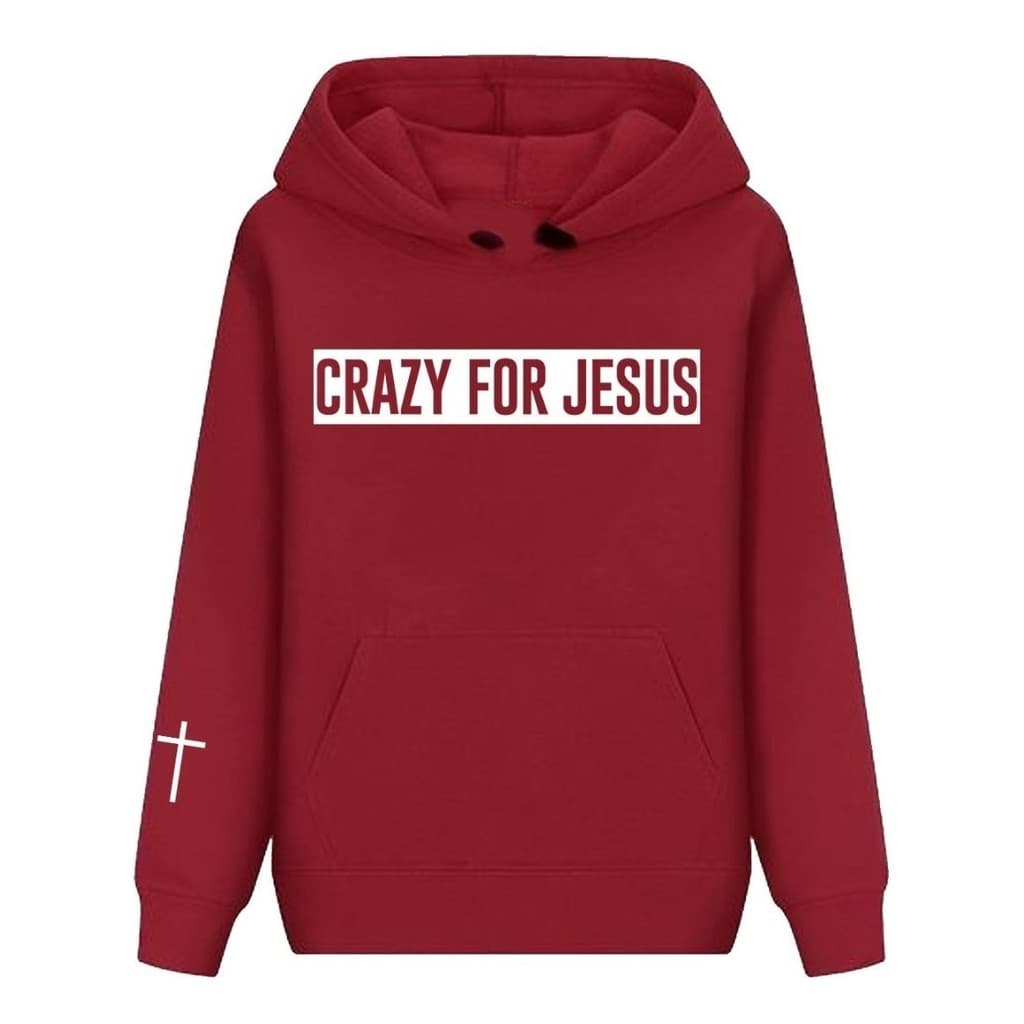 Moletom Crazy For Jesus Cristão Blusa De Frio Canguru