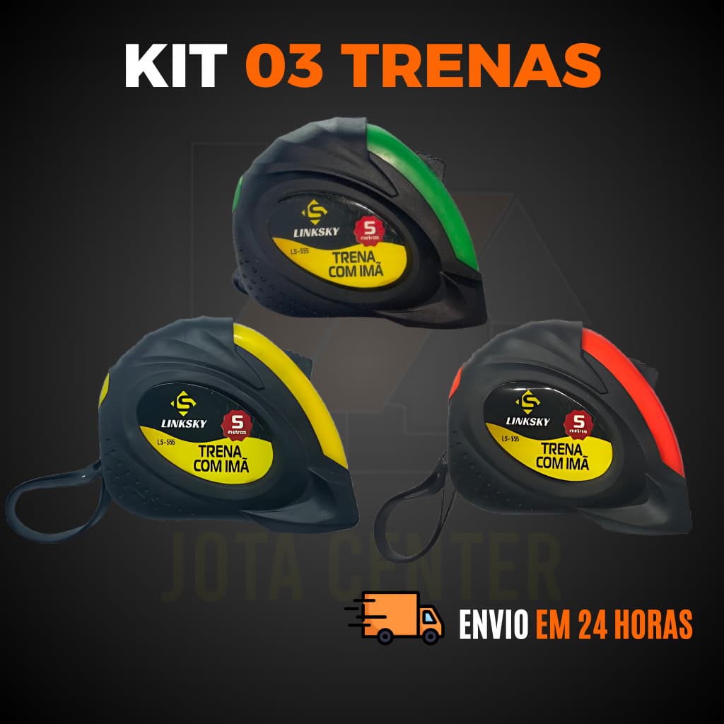 Kit Trena Métrica 5 Metros Fita de Aço Profissional Emborrachada