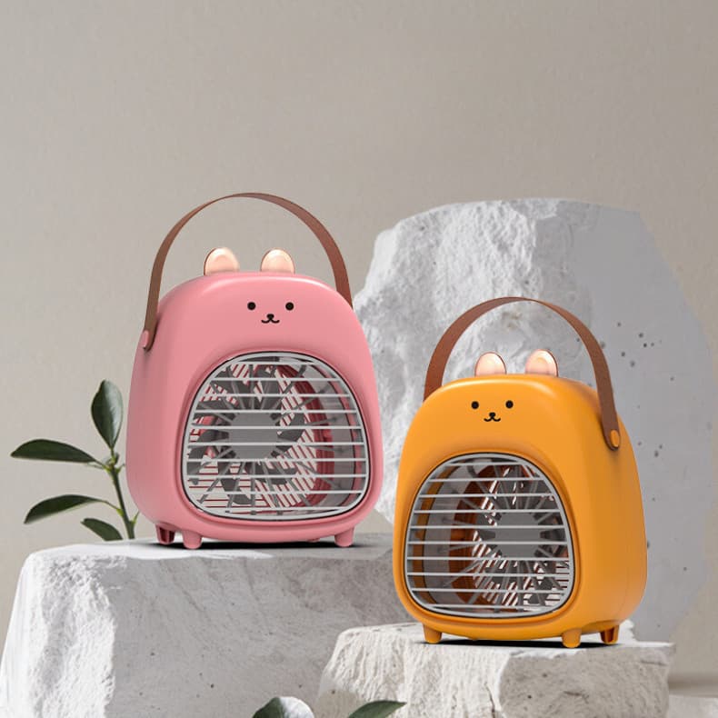 Mini Ar e Ventilador De Mesa Com Mini Umidificador Recarregável Via USB