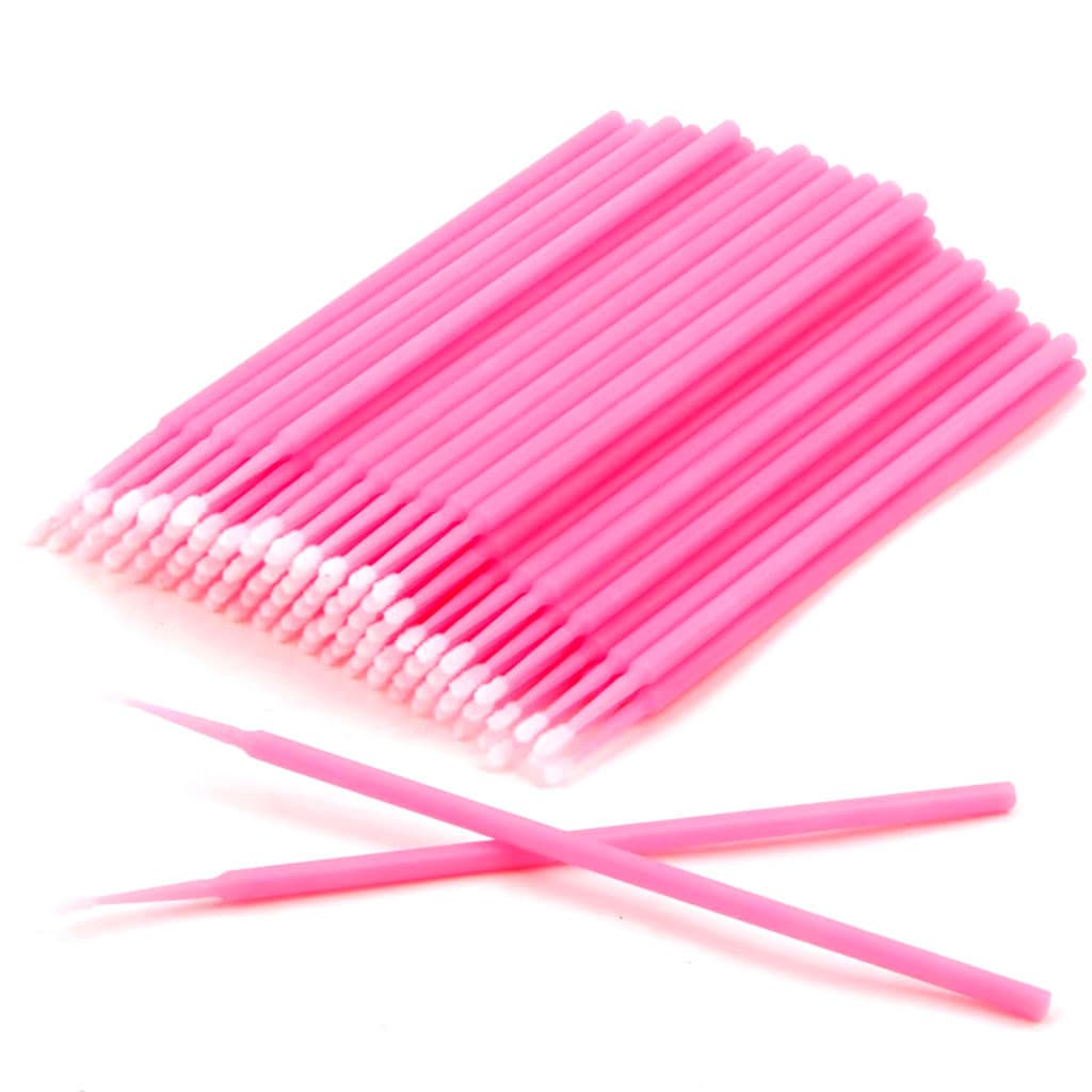Kit 100 Aplicador Microbrush Bastão Fino Extensão De Cílios