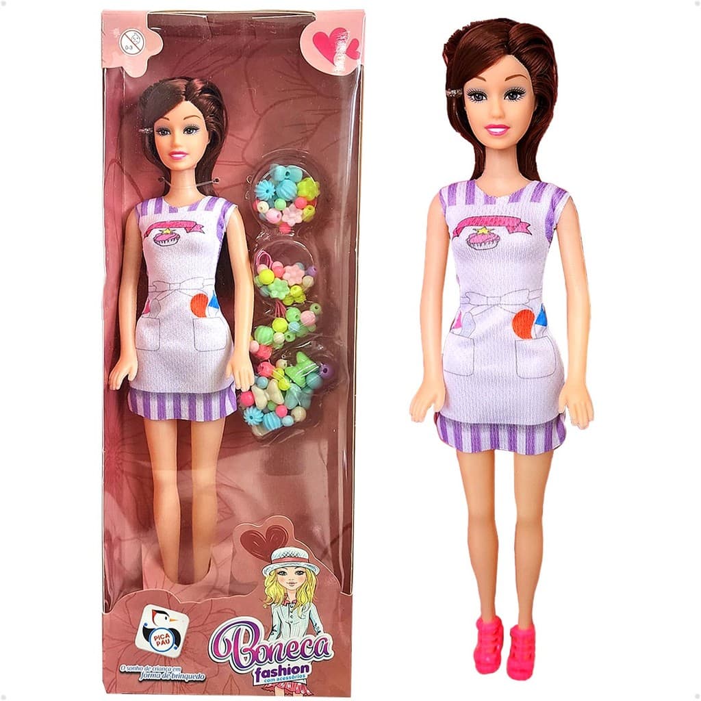 Boneca Fashion Estilo E Diversão Com Acessórios De Miçangas