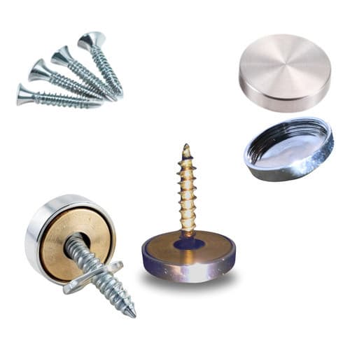 Kit Com 8 Suporte Para Espelho Botão Madri Para Vidro Polido em aço fácil instalar embutir explendor