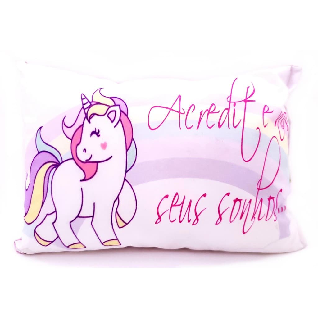 Almofada Decotariva Unicornio Sonhos 30x20cm Cheia Pronta