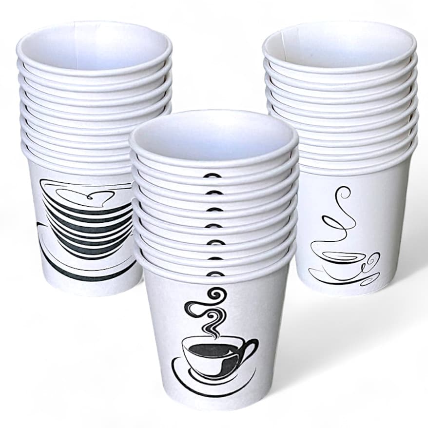 600 Copos de Papel Branco Térmicos 100ml com Estampa de Café - Biodegradáveis e Ecológicos