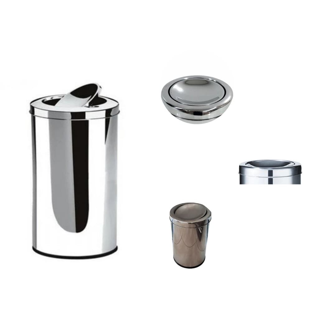 Lixeira em aço inox 3 A 50 litros com tampa basculante, cozinha, banheiro, escritório