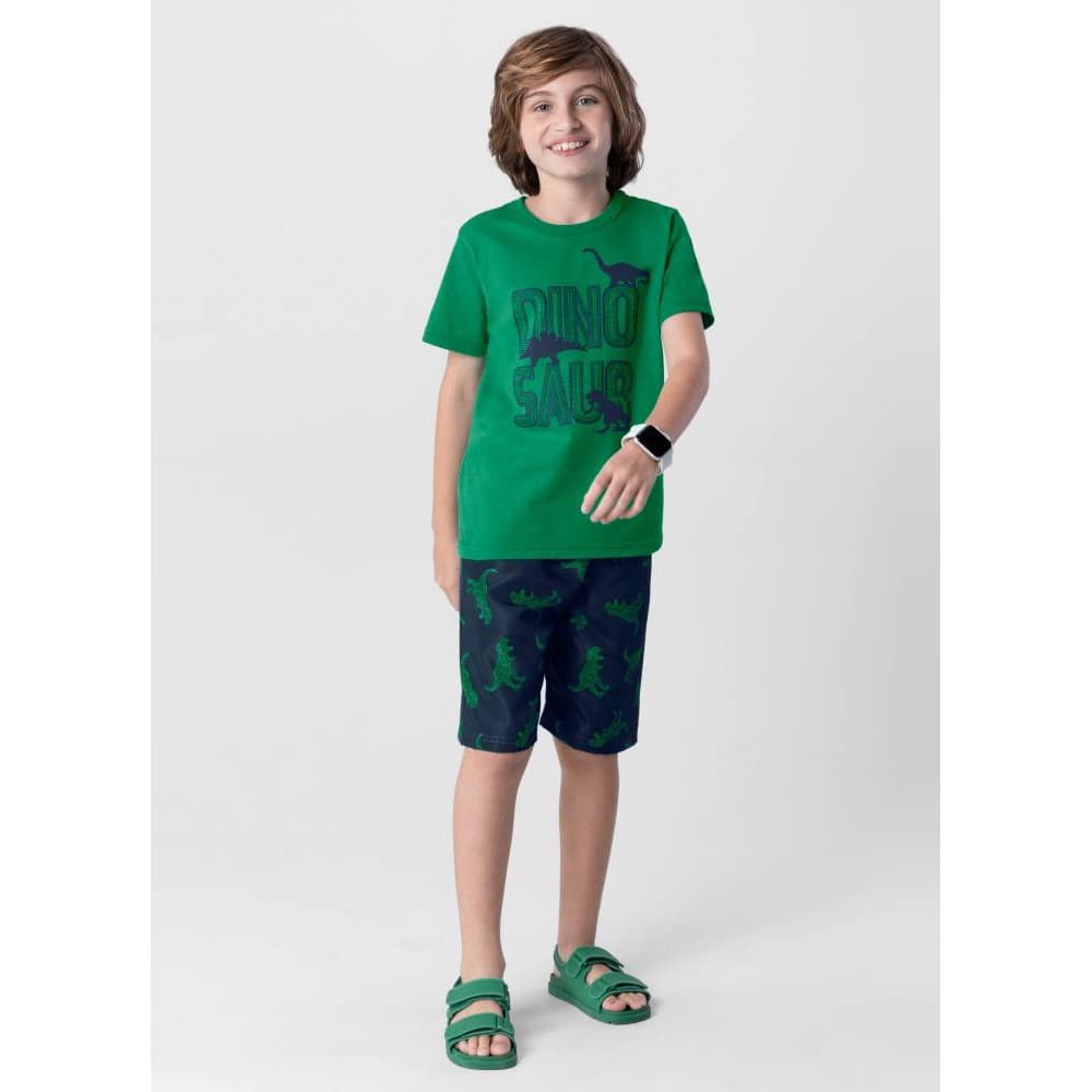 Conjunto Infantil Menino Com Bermuda Microfibra Brandili