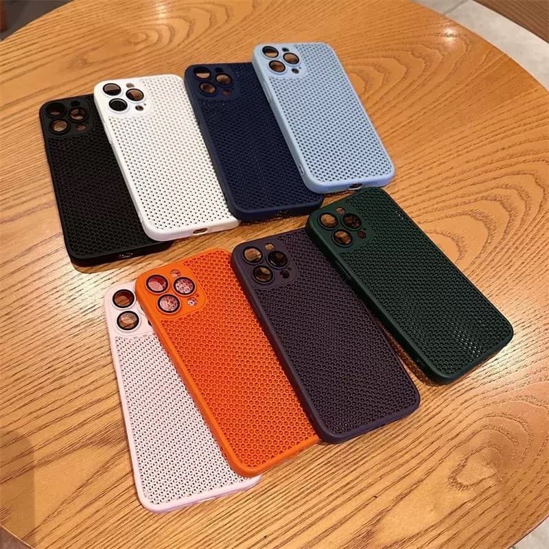 Capa minimalista e sofisticada em favo de mel, com dissipação de calor, para iPhone 11 12 13 14 15 Pro Max.