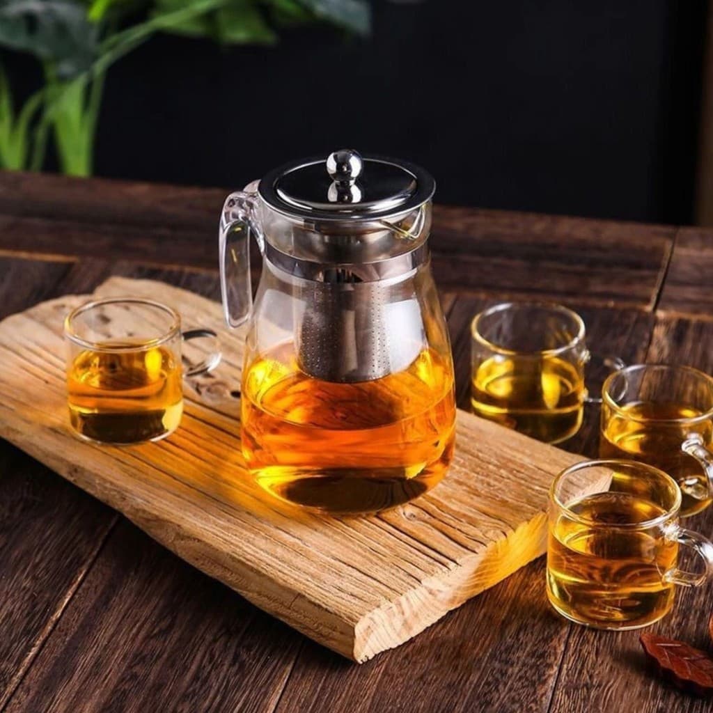 Chaleira Bule Vidro Infusora De Inox Com 750ml
