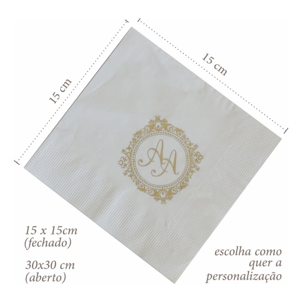 200 Guardanapos Personalizados 30x30cm Folha Dupla Eventos, Casamentos, Festas, Aniversarios