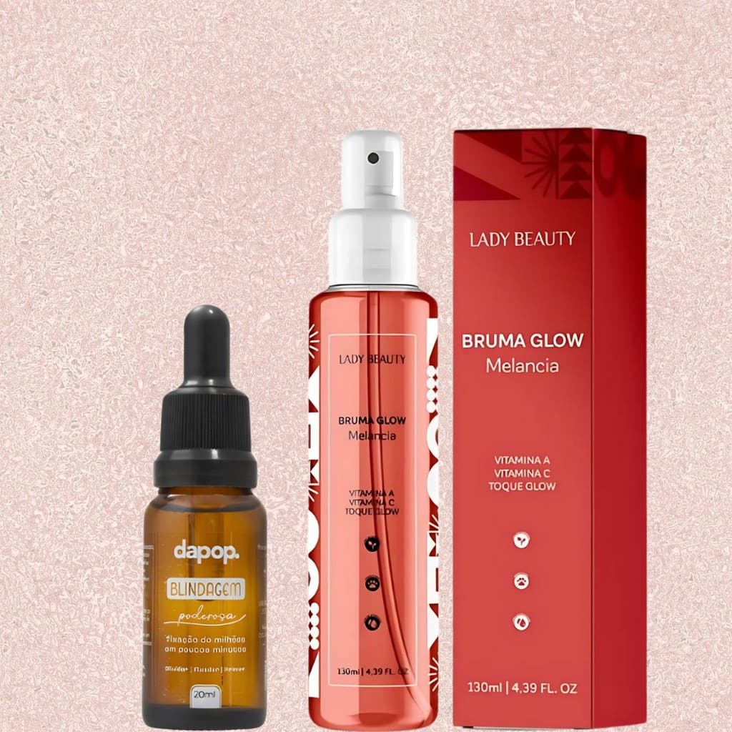 Kit Blindagem Poderosa de Maquiagem Dapop + Bruma Fixadora Glow Melancia Lady Beauty