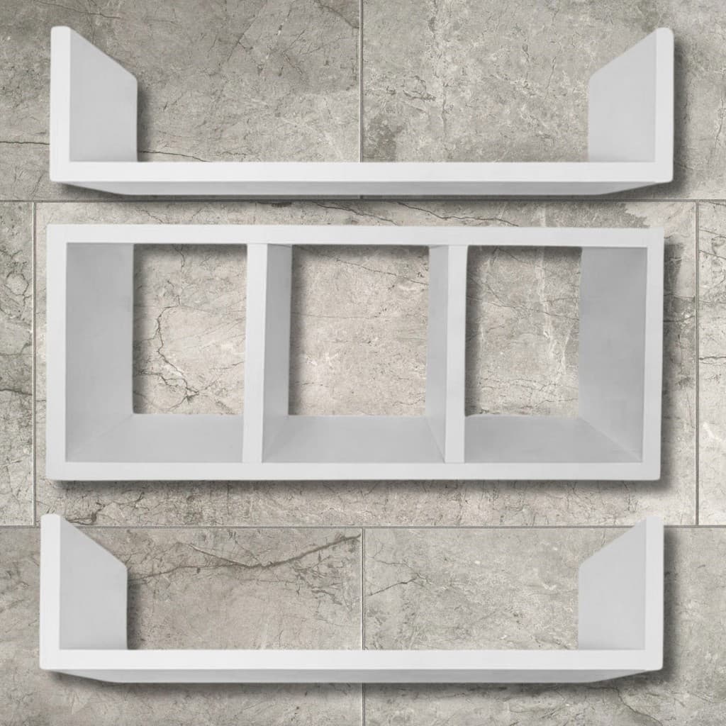 Nichos De Banheiro 3 Unidades Nicho Com Divisória + 2 Prateleiras 100% Mdf Branco fosco txp\Banheiro