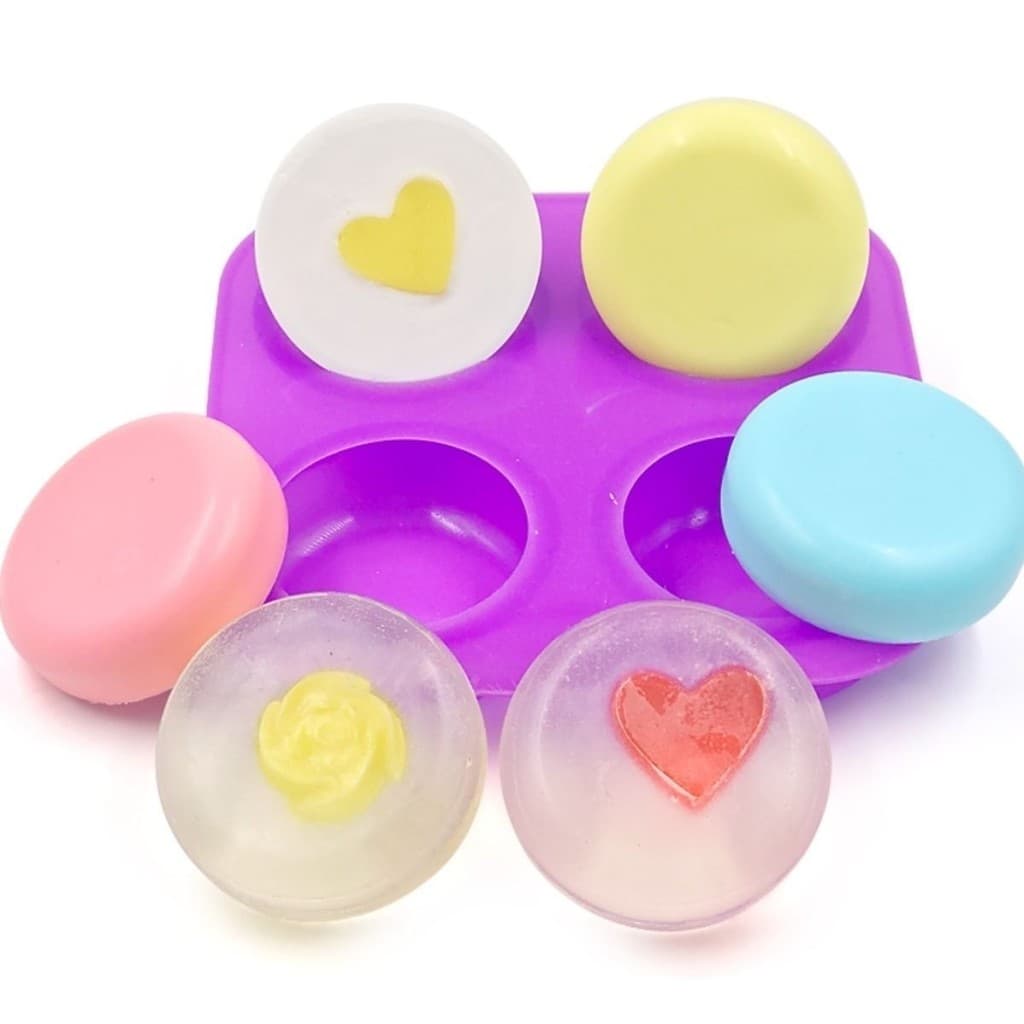 Molde Redondo De Silicone Com 4 Cavidades , Faça Você Mesmo , Sabonete Artesanal , Bandeja De Gelo , Mousse , Bolo , Pão