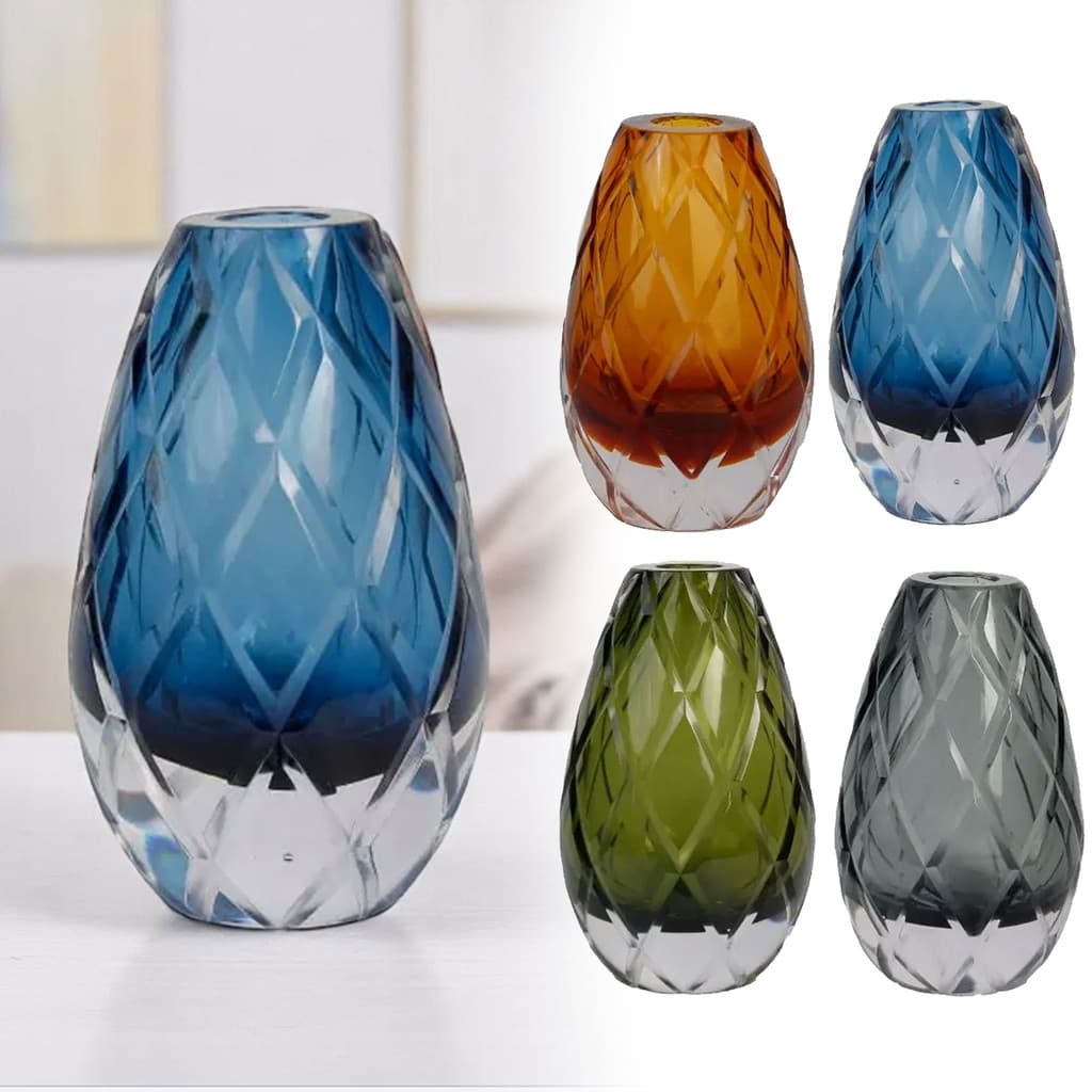 Vaso Oval Murano Vidro Robusto Fino Acabamento Decoração 17x11cm