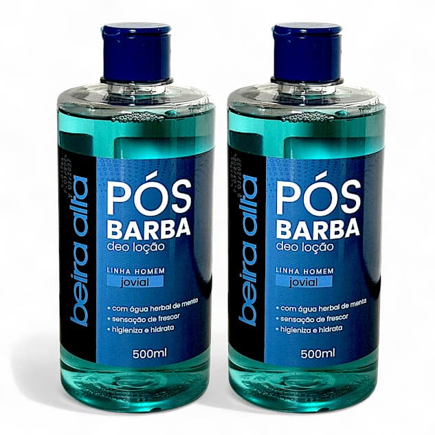 Kit com 2 Deo Loções Pós Barba Beira Alta Jovial Homem 500ml (Loção Pós Barba Beira Alta Azul)
