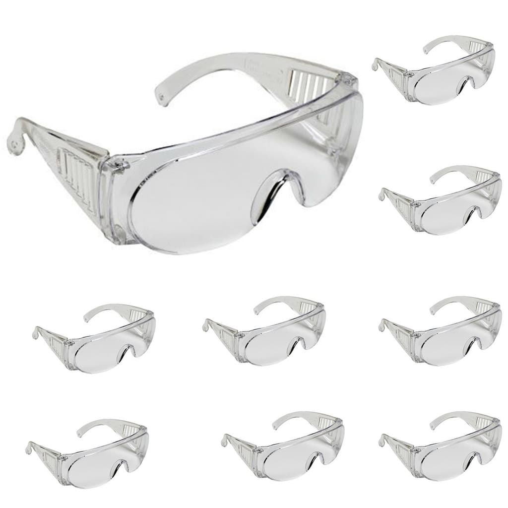 10 Oculos Segurança Sobrepor Ampla Visão Incolor Resistente C/ Ca