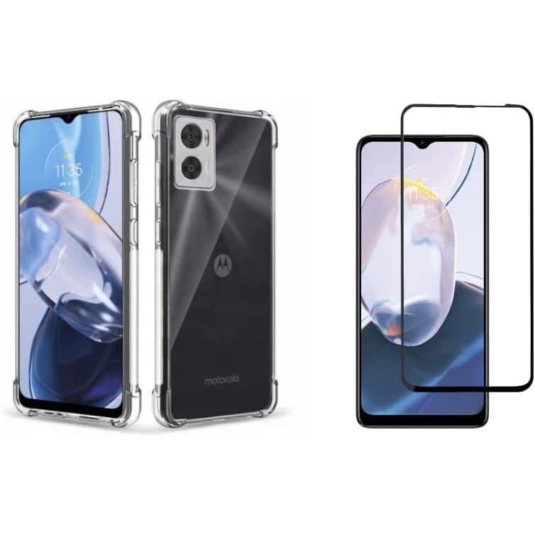 Kit Capa E Película De Vidro 3D Para O Moto E22  (6.5 Pol)