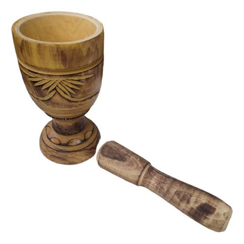 Pilão Socador 16 cm Alho Condimentos Pimenta Artesanal Madeira Escupido Cozinha Gourmet
