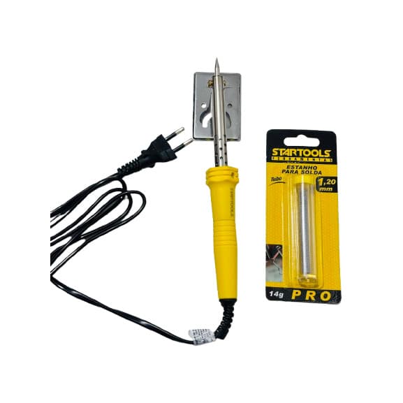 FERRO DE SOLDA C/SUPORTE 40W 220V PRO STARTOOLS + TUBO COM ESTANHO STARTOOLS