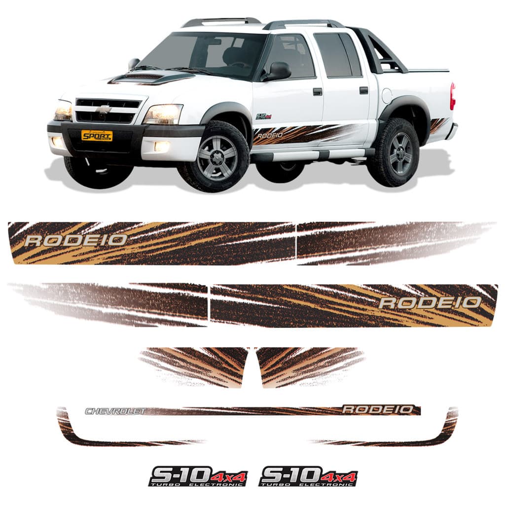 Kit de Faixa Lateral P/ S10 Rodeio 2011 4x4 Vermelho Diesel