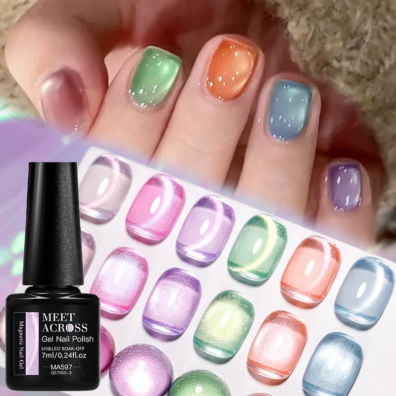 MEET Através 7ml Gel De Unha Magnetizado Com Textura Gelatinosa Vítrea Brilhante Iridescente Para Primavera Verão Manicu