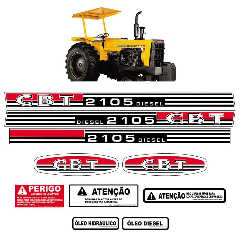 Adesivo Trator Cbt 2105 Diesel Completo + Etiqueta Mk
