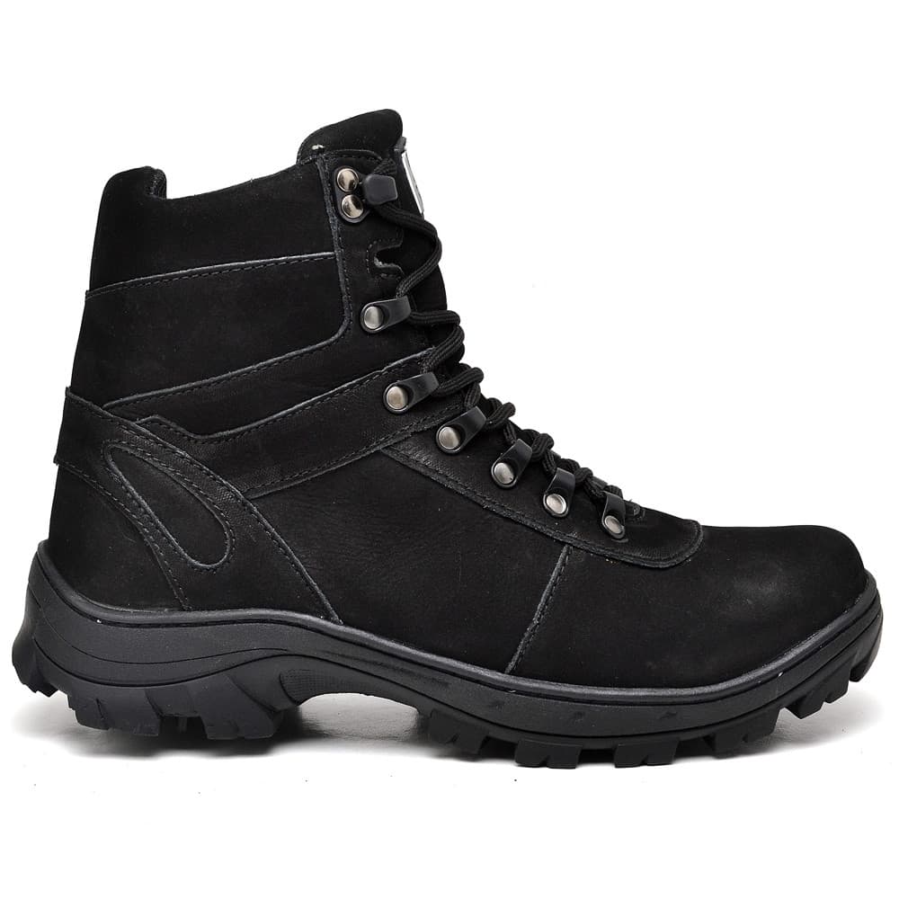 Bota Couro  Cano Baixo Coturno Preto Militar Motociclista