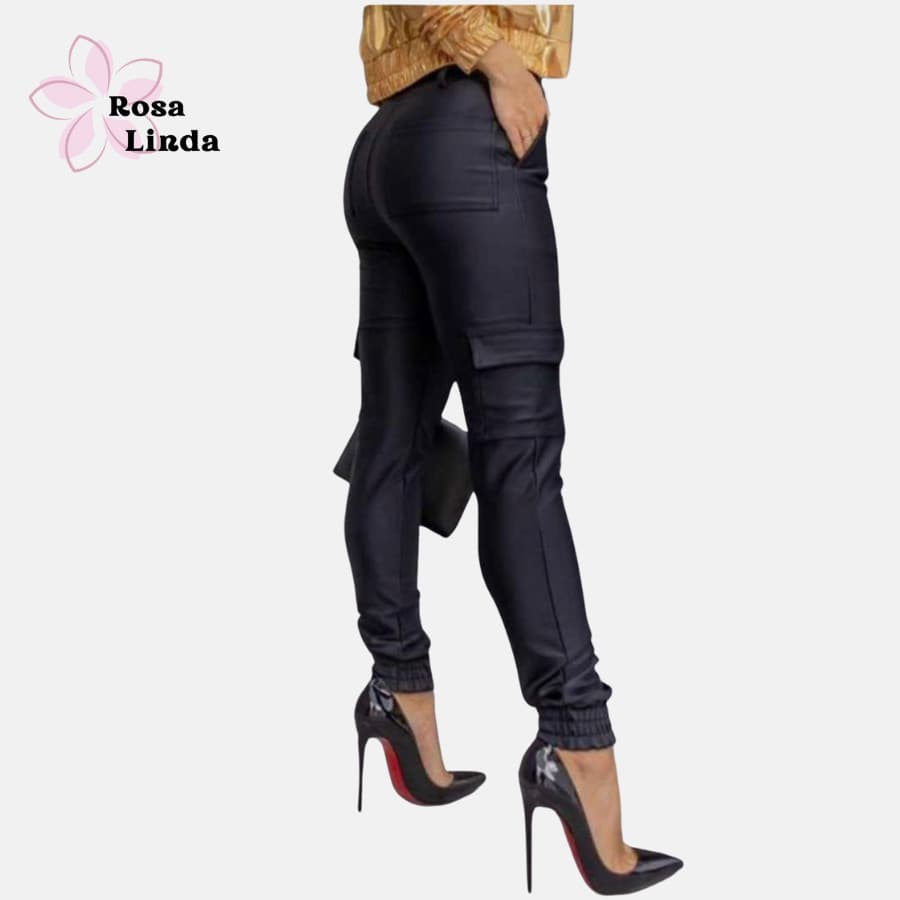 Legging Prda com Bolso Cargo na Lateral, Bolso Traseiro, Cintura Alta e Punho