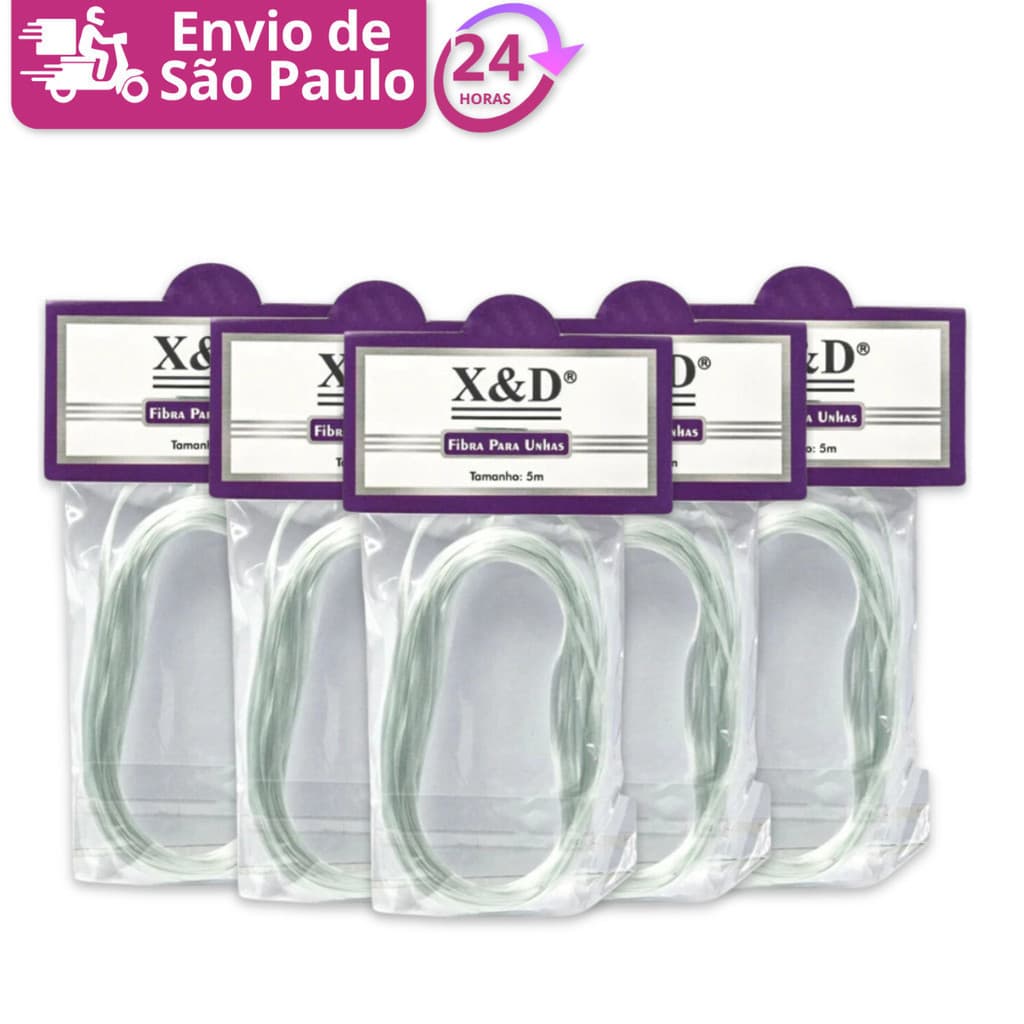 Kit 5 Fibra De Vidro 5m X&d Alongamento Extensão De Unhas Postiças Nail Acrigel Tips Mãos Manicure