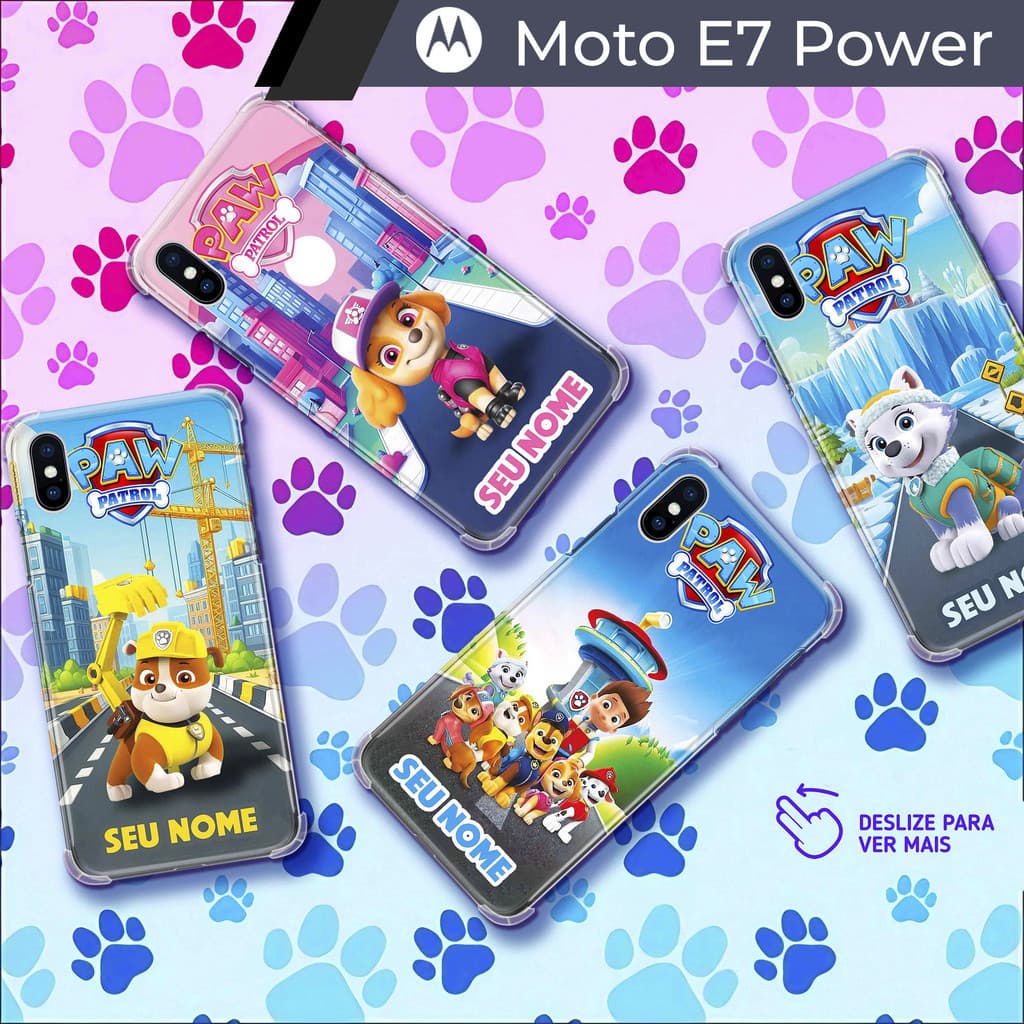 Capa Capinha - Motorola Moto E7 Power - Patrulha Canina Personalizada com Nome