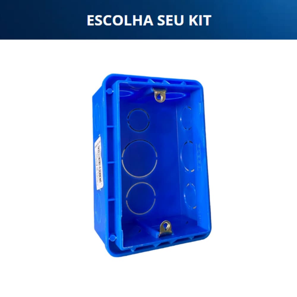 Caixa de Luz Externa Embutir 4x2 Peesa Reforçada Pvc Azul Abas de Metal Alvenaria Kit