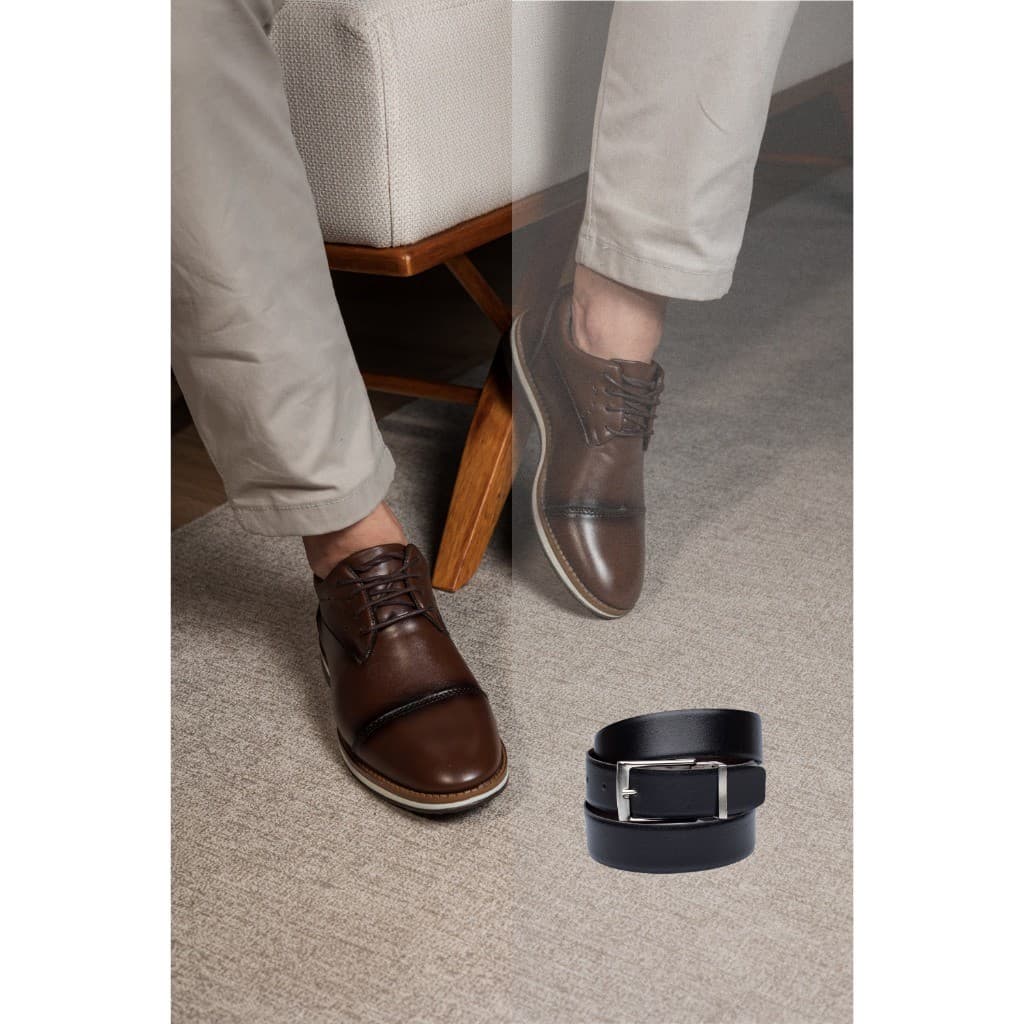 Sapato Social Cinto Masculino Oxford Santiago Confortável Sapato Social Brogue Festa Escrtório Dia dos Pais