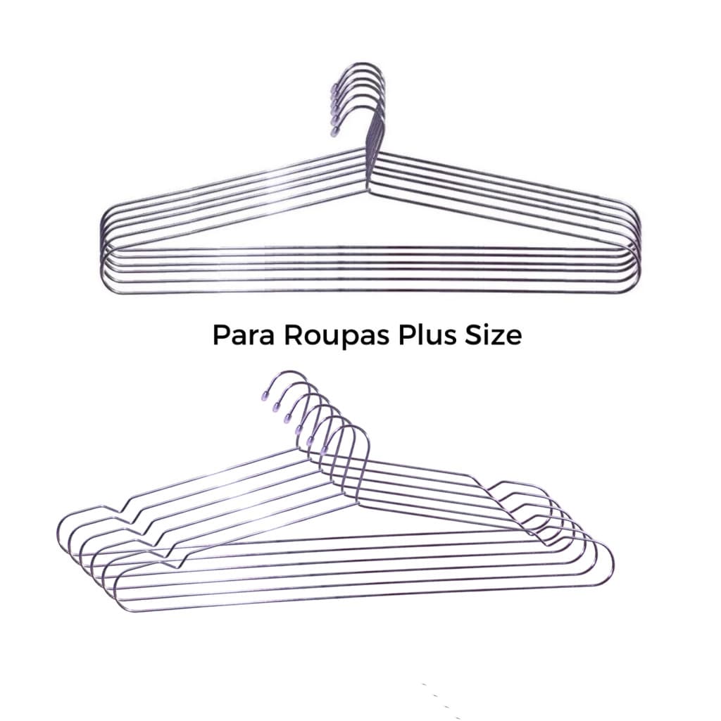Cabide Grande Plus Size Kit Com 6 - 12 - 24 Metal Cromado Loja Closet