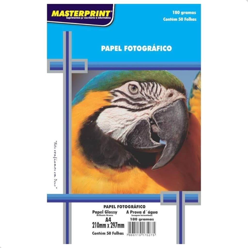 Papel Fotográfico Glossy 180g A4 210x297 Branco Brilhante 50 folhas Prova D'água Impressoras Inkjet