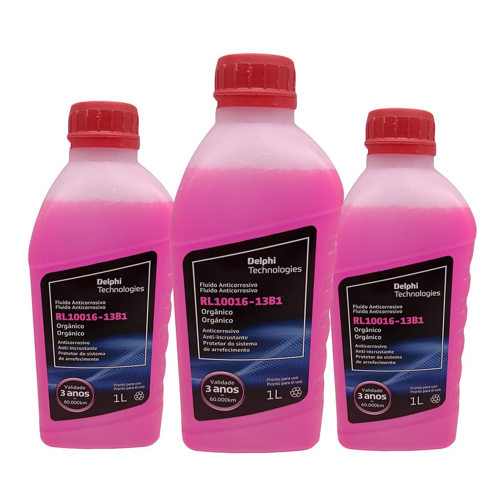 Kit 3l Aditivo Radiador Orgânico Rosa Delphi Rl10016