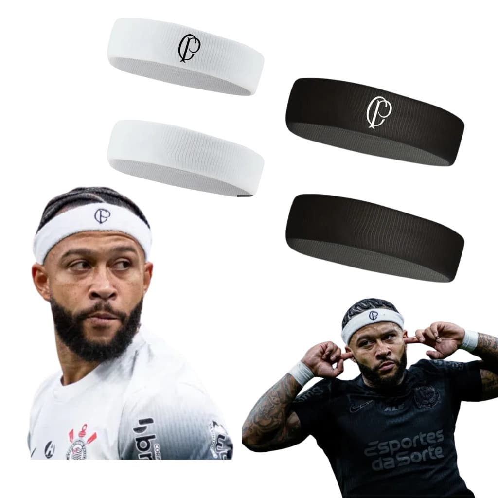 2 Faixas Testeira De Cabelo Menphis Depay Corinthians Treino Timão Tiara