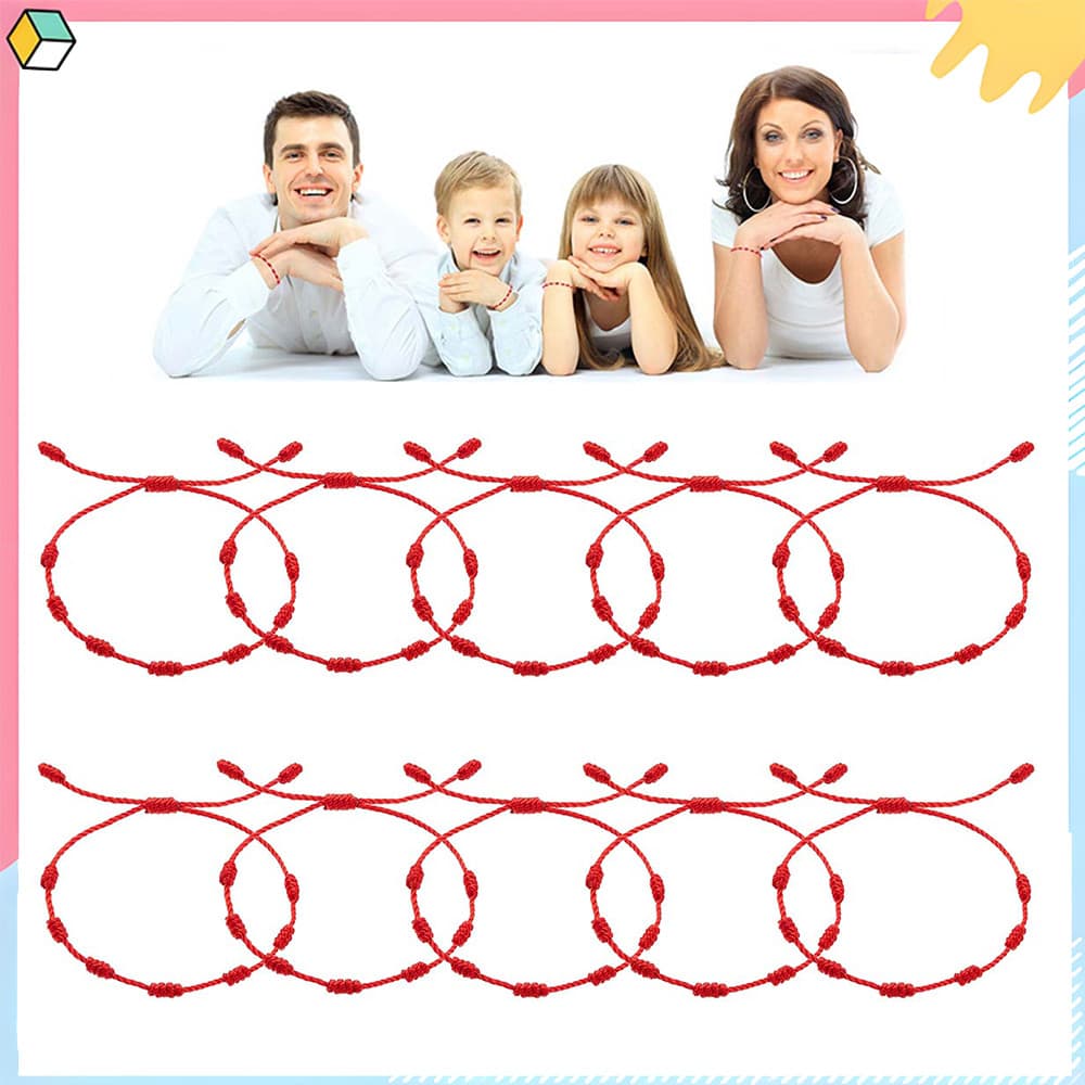 Pulseira tibetana trançada vermelha da sorte, feita à mão, 10 peças 16-30 cm ajustável